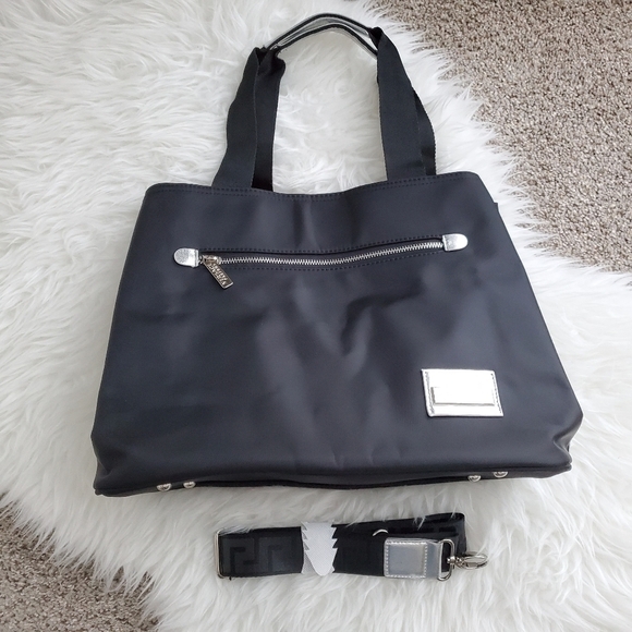 Versace Silver and Black Tote Bag with Structured Shape - Picture 2 of 9